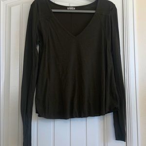 Free People olive green ribbed top